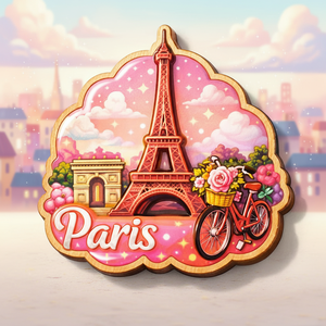 Aimant de réfrigérateur en bois époxy de forme irrégulière personnalisée, souvenir de la Tour Eiffel de <span class=keywords><strong>Paris</strong></span> - Logo de voyage France - Product Image 6