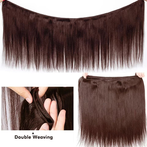 Ciocche di <span class=keywords><strong>Capelli</strong></span> Umani Lisci Marroni # Extensioni di <span class=keywords><strong>Capelli</strong></span> Umani Vergini Lisci in 4 Colori, 1 Fascio di <span class=keywords><strong>Capelli</strong></span> Remy Marrone <span class=keywords><strong>Cioccolato</strong></span> - Product Image 4