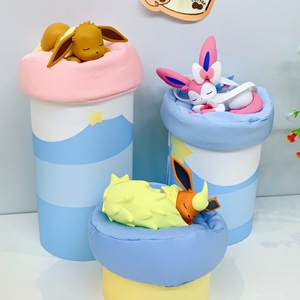Figurines <span class=keywords><strong>de</strong></span> <span class=keywords><strong>Pokémon</strong></span> Eevee endormies, authentiques, en PVC, style dessin animé japonais, mignonnes, tendance, en boîte mystère, décorations <span class=keywords><strong>de</strong></span> bureau - Product Image 4