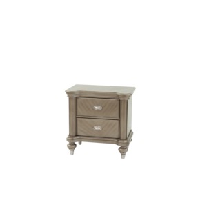 โต๊ะข้างเตียงโบราณสีเงินคลาสสิกพร้อมที่เก็บของ เฟอร์นิเจอร์ห้องนอน - Product Image 2