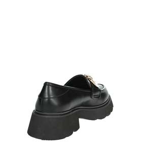 Braccialini Mocassins à plateforme en cuir véritable pour femme, couleur noire unie, semelle épaisse - Product Image 3