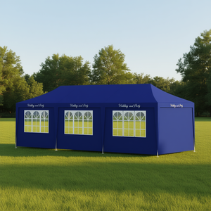 Carpa azul de 10'x30' para bodas y fiestas, de apertura rápida, de aleación de aluminio, tela Oxford, tipo extendido, para verano. - Product Image 2