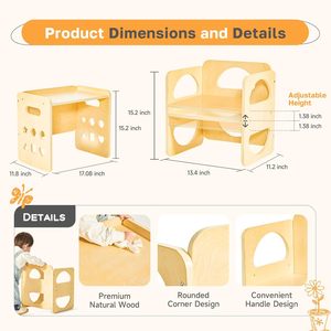 1-3 năm tuổi trẻ em có thể điều chỉnh chiều cao ghế bước Phân bằng gỗ <span class=keywords><strong>Toddler</strong></span> <span class=keywords><strong>2</strong></span> trong 1 Montessori cai sữa bảng và ghế thiết lập withblackboard - Product Image 2