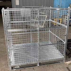 Q235钢制可折叠托盘笼，承重1000公斤，重型可堆叠设计，耐腐蚀防水，仓库存储用 - Product Image 1