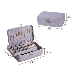 Best Seller Customized Logo Double Layer PU Leather Jewelry Gift Box <b>Case</b> All-Brown Rectangle Shape with Waterproof Lock - Product Image 6