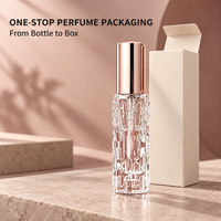 Flacon pulvérisateur de parfum en verre transparent gaufré de 10 ml avec bouchon rose doré, flacon atomiseur de parfum portable pour voyage