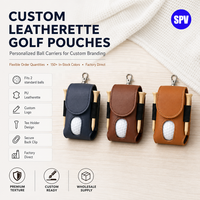 Porte-balles de golf en similicuir gravable au laser, étui personnalisé en cuir PU pour balles de golf, pochette pour tees, sacs cadeaux