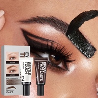 Kit de teinture pour sourcils à marque privée, teinture semi-permanente pour sourcils, brun foncé, imperméable, longue durée, kit de teinture pour sourcils à faire soi-même à domicile