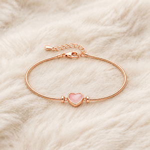 Pulsera de Cadena de Serpiente de Acero Inoxidable Chapada en Oro Rosa con Cuarzo Rosa en Forma de Corazón, Joyería para Uso Diario para Mujer, Personalizable, Venta al Por Mayor - Product Image 2