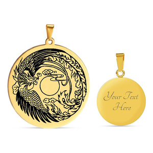 Amulette pour oiseau de feu solaire, phénix volant et croissant, collier pendentif en acier inoxydable, cadeau d'oiseaux de bon augure personnalisé - Product Image 3