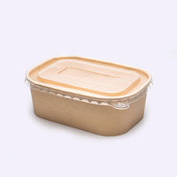 Bol en papier rectangle de récipient de nourriture chaude de papier à emporter jetable avec le couvercle en plastique