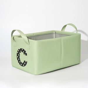 Fabric Storage <b>Basket</b> Green 23L <b>Foldable</b> Rectangle With Letter C Pattern For Bedroom Toy Organizer - Product Image 1
