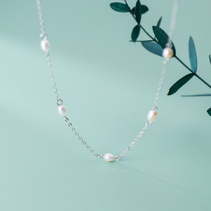 Collier en argent S925 pour femmes, style japonais et coréen, accessoire de luxe haut de gamme avec perle ovale légère D6965 - Product Image 2