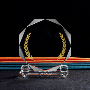 Honor of Crystal Octogone <span class=keywords><strong>Plaque</strong></span> en verre vierge Awards K9 Trophée en cristal personnalisé avec double base transparente - Product Image 1