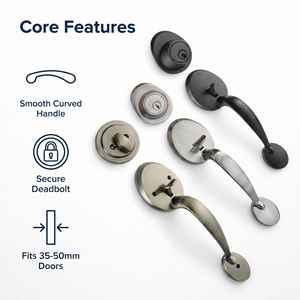 Ensemble <span class=keywords><strong>de</strong></span> poignées <span class=keywords><strong>de</strong></span> <span class=keywords><strong>porte</strong></span> tubulaires à levier avec serrure à clé, en alliage <span class=keywords><strong>de</strong></span> zinc noir mat électroplaqué, robuste et durable, pour chambre à coucher - Product Image 5