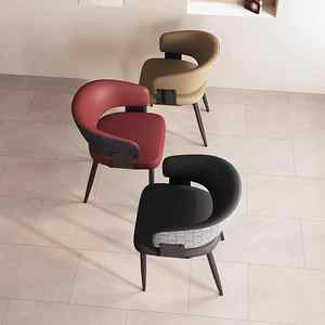 <span class=keywords><strong>Chaise</strong></span> de salle à manger en cuir et métal rembourrée pour accoudoir de luxe de style national nordique - Product Image 2