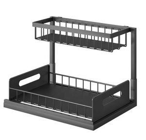 Organizador Metálico Extraíble Debajo del Fregadero, Estantes Deslizantes para Almacenamiento en Gabinetes - Product Image 1