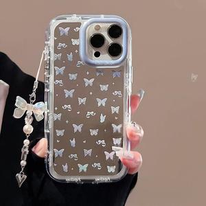 เหมาะสำหรับเคส iPhone 17พร้อมกระจกดีไซน์ผีเสื้อหลากสีพร้อมสายรัดเคสโทรศัพท์กันกระแทก - Product Image 2