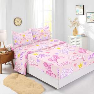 Juego de sábanas de 4 piezas Juego de sábanas de jugador ajustado con diseño de controlador de juego de impresión digital 3D y protector de colchón - Product Image 6