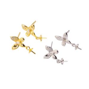 Accesorio de Plata S925 para DIY con Perlas, Pendiente de Plata Moderno con Cuentas Redondas de 9-15 mm, Soporte Vacío con Mariposa para Pendientes Colgantes 21591 - Product Image 3