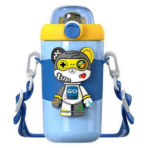 Gourde isotherme en plastique pour enfants, modèle féminin, avec paille, design créatif et tendance, écologique, portable, pour étudiants et bébés - Product Image 2