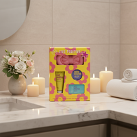 Vente en gros d'usine, mini coffret cadeau de spa pour le bain, contient gel douche, lotion pour le corps, savon de bain et bandeau pour cheveux pour adolescents