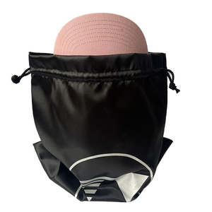 High Quality Custom Logo Printed Polyester Drawstring Bag Sportpacks for Wig Baseball Cap Silk Satin Dust Bag Promotional