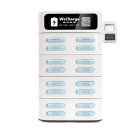 Station de location de batteries externes à 8 emplacements avec système de point de vente, borne de recharge de téléphones portables blanche pour usage commercial
