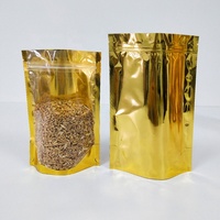 Custom Gold Clear Window Aluminiumfolie Zak Met Rits Vochtbestendige Staande Zak Voor Voedsel Verpakking