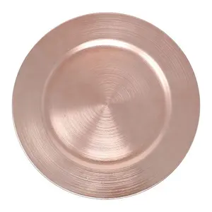 Belas decorações de mesa de casamento, pintura metálica rosa, vermelho, dourado, colorido, redondo, placas de carregador de plástico