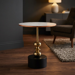 Mesa Consola con Base de Aluminio y Tapa de Mármol de la Colección Prime Modern, Diseño Contemporáneo para Sala de Estar, Base Estable - Product Image 5