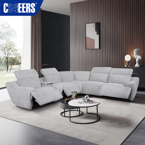 ชุดเฟอร์นิเจอร์ห้องนั่งเล่นผ้าหรูหราปรับแต่งได้ MANWAH CHEERS โซฟาปรับเอนรูปตัว L - Product Image 1