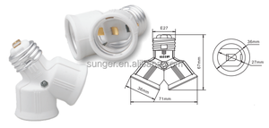 <span class=keywords><strong>E27</strong></span> Để <span class=keywords><strong>2e27</strong></span> Đèn Adapter Với Rohs Đôi Đèn Cơ Sở Vít Phong Cách Nhựa Kim Loại Đồng PC Chất Liệu Đèn Ổ Cắm Chủ - Product Image 5