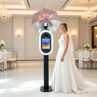 Machine de photomaton pour iPad avec appareil photo reflex numérique, anneau lumineux, support réglable en hauteur, support flash, plateau d'impression – Équipement de location pour mariages et événements