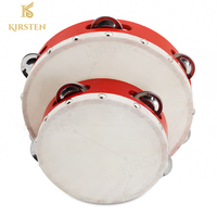 Wholesale Price KIRSTEN CT-4 Musical Teaching Tools Durable Sheepskin Drumhead Single Row Wooden Hand Held Tambourines 6-10 Inch