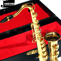 Modèle de saxophone ténor miniature Jingying Music 2024, modèle de saxophone ténor miniature en laiton, décoration d'intérieur, cadeau d'instrument de musique pour anniversaire