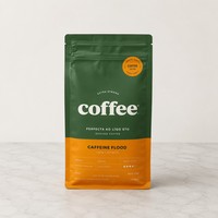 Sachet de café à fond plat imprimé sur mesure avec fermeture éclair, pochette d'emballage alimentaire haute barrière pour grains de café, café moulu, thé