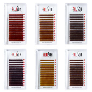 ต่อขนตาสีน้ำตาลต่อขนตา<span class=keywords><strong>เกาหลี</strong></span> PBT ที่กำหนดเองผสมสีขนตาแต่ละส่วนขยาย - Product Image 1