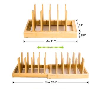 Büyük Kapasiteli Bambu Mutfak Gereçleri Kesme Tahtası Tencere Tava Kapakları Tabak Kurutmalığı Genişletilebilir Düzenleyici - Product Image 6