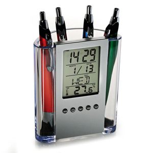 Promotion Gifts Office Stationery Multifunction Desk Pen Pencil Holder LCD Alarm Clock Electronic Perpetual Calendar Pen Holder - Product Image 2