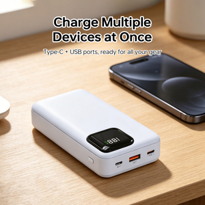 Banco de Energía de 20000mAh con Cables Integrados Tipo-C e iOS, Doble Entrada, Carga Rápida, Pantalla LED, Cargador Portátil - Product Image 5
