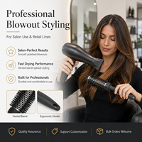 Brosse à cheveux en céramique de luxe avec logo personnalisé emballage de peigne de conception de séchage par soufflage vente en gros de brosses rondes pour cheveux coffret cadeau professionnel