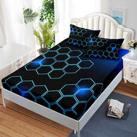 Design de luxe en nid d'abeille impression numérique 3d literie personnalisée draps housse 3 pièces