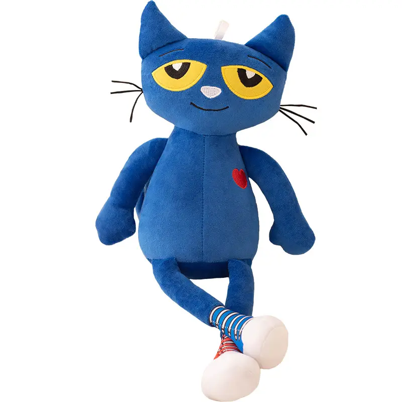 Peluches de Gato Azul de ojos grandes con zapatos de lona, figura bordada, juguetes de animales de peluche Pete-The Cat, juguete de peluche para niños