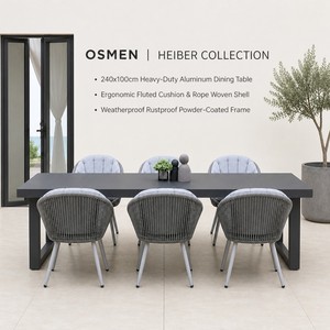 OSMEN <span class=keywords><strong>Heiber</strong></span> 7-teiliges Outdoor-Essgruppen-Set Aluminium-Tisch und 6 Seil-Stühle Moderne Terrassen- und Gartenmöbel - Product Image 4