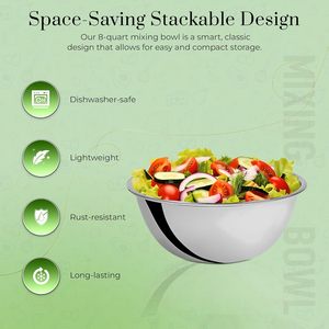 Ensemble de bols à mélanger en acier inoxydable, bols à salade de qualité professionnelle, bol de service en métal, base plate, design classique, pour la maison - Product Image 3