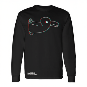 Camiseta de manga larga con ilusión óptica de Trippy Duck Rabbit, diseño novedoso, color negro - Product Image 2