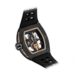 Reloj tourbillon de lujo para hombre, estilo urbano, de alta calidad, con puntero dorado, esfera completamente hueca 066 y reserva de marcha - Product Image 3