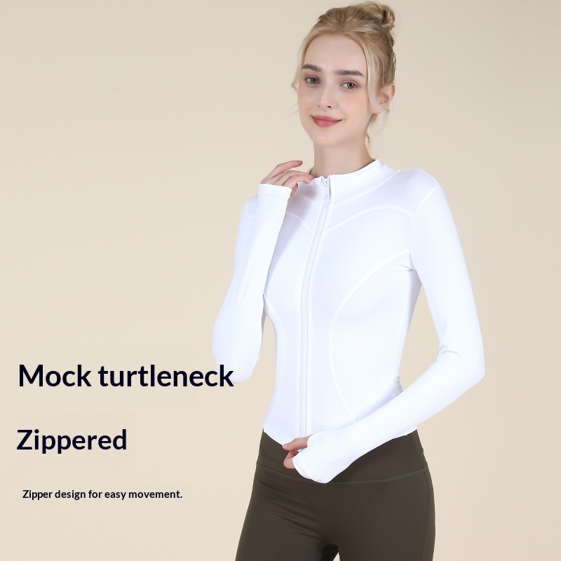 Autumn Winter Women's Casual Collar Yoga Baseball Long Sleeve Top Outdoor Sports Fitness Zipper Waist Quick-drying Spandex/Nylon