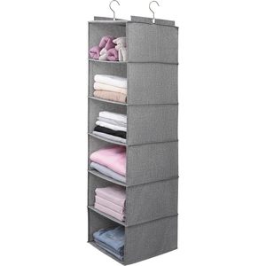 Organizador de armario colgante, 6 estantes, almacenamiento plegable para ropa, dormitorio, gris oscuro - Product Image 1